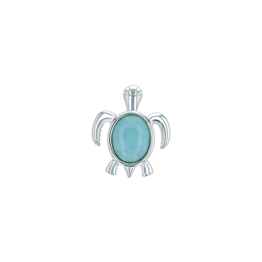 925 Sterling Silver Larimar Turtle Pendant 2.21 gm